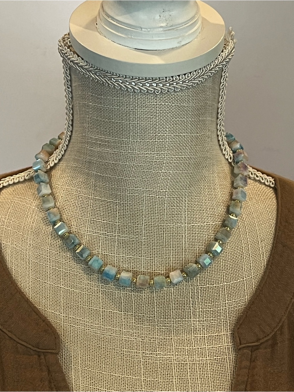 Cubed Glass Beaded Necklace